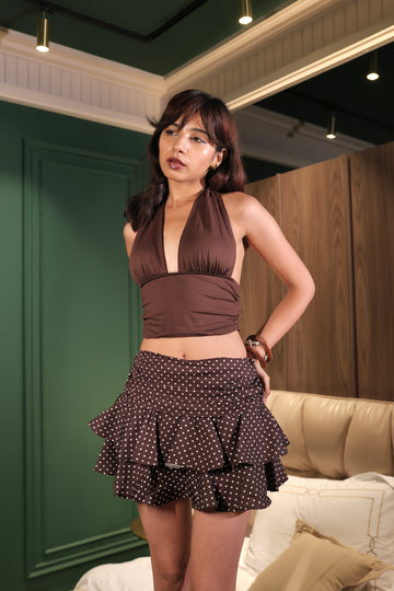 Brown Polly Mini Skirt