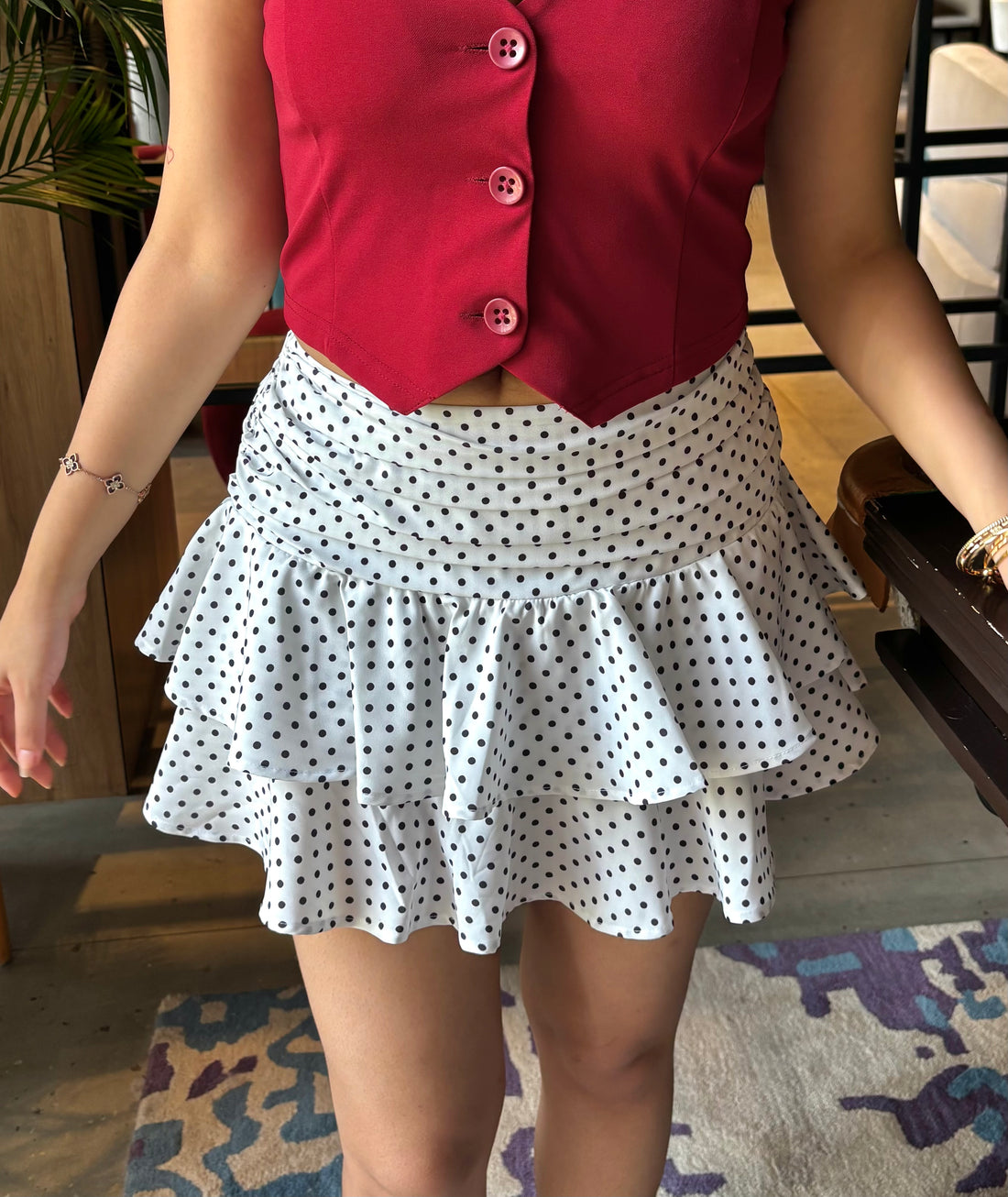 White polly mini skirt